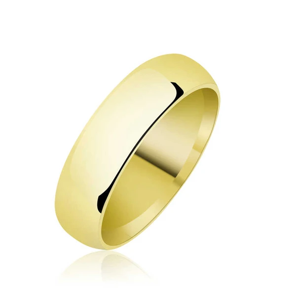 Harem Altın Düz Bombeli Gold Gümüş Alyans - 5 mm