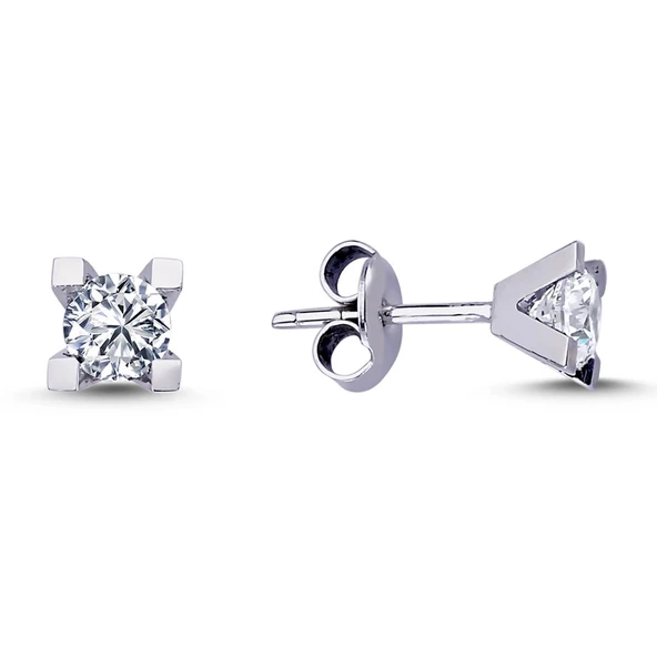 Harem Altın 0.25 Ct V Tırnak Tektaş Pırlanta Küpe TKPE16