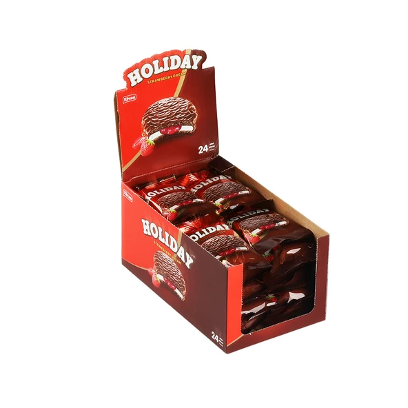 Elvan Holiday Çilekli Sandviç Bisküvi 30 Gr. 24 lü (1 Paket) - Resim 3