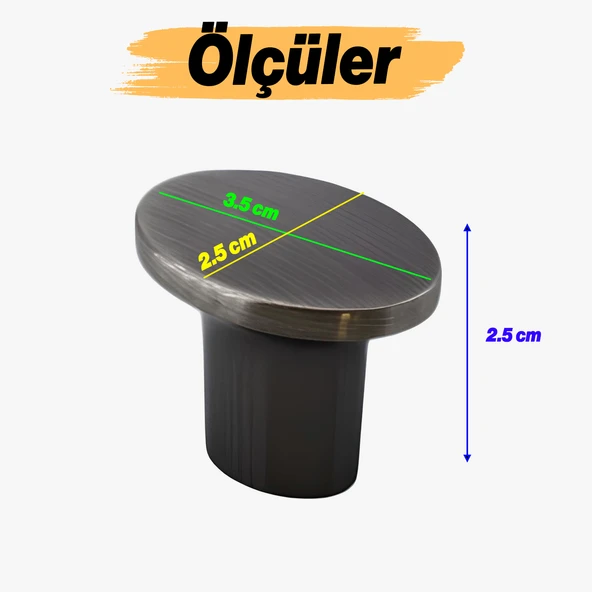 Avcı Antik Nikel Kulp Düğme Tek Vidalı Çekmece Mutfak Mobilya Dolabı Dolap Kulpu Kulbu Metal Kulpları - Resim 2