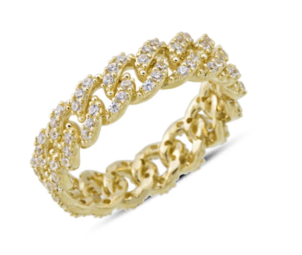 14 Ayar Altın Taşlı Zincir Yüzük YZK368 ürün görseli