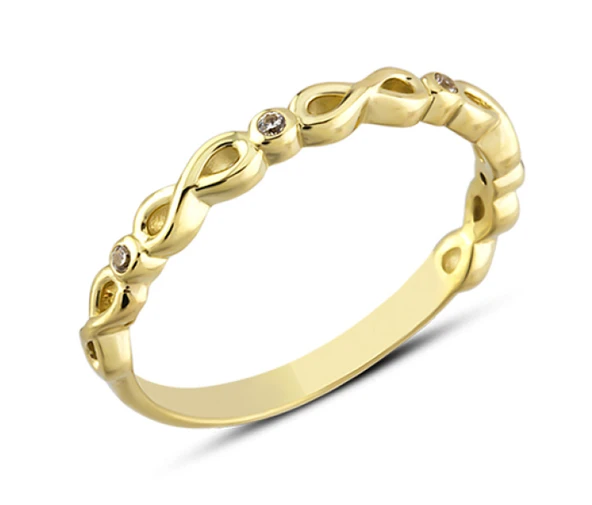 14 Ayar Altın Taşlı Sarmal Yüzük YZK320 ürün görseli