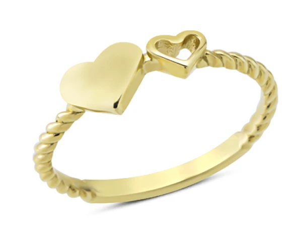 14 Ayar Altın Çift Kalp Yüzük YZK366 ürün görseli