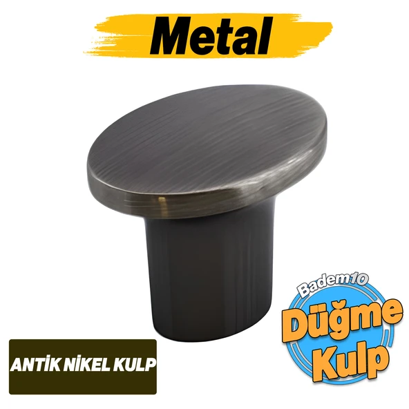 Avcı Antik Nikel Kulp Düğme Tek Vidalı Çekmece Mutfak Mobilya Dolabı Dolap Kulpu Kulbu Metal Kulpları