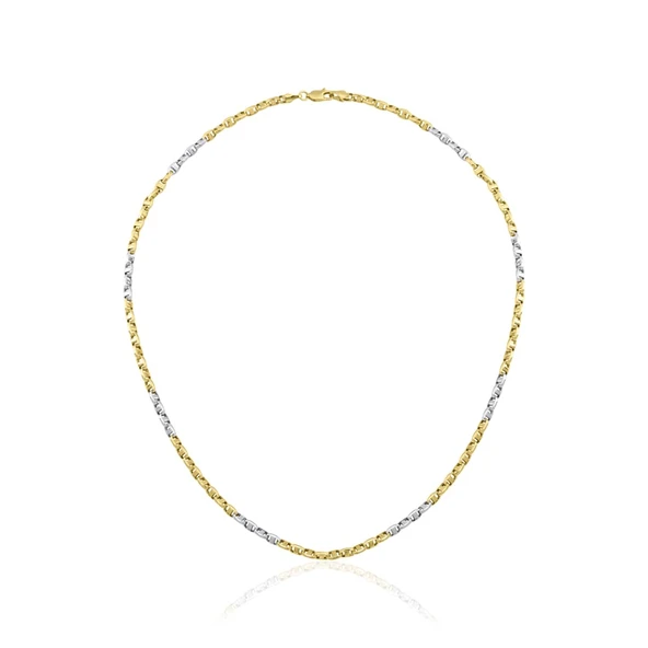 Oval Barlı Yeşil Beyaz Zincir Kolye ZKU105