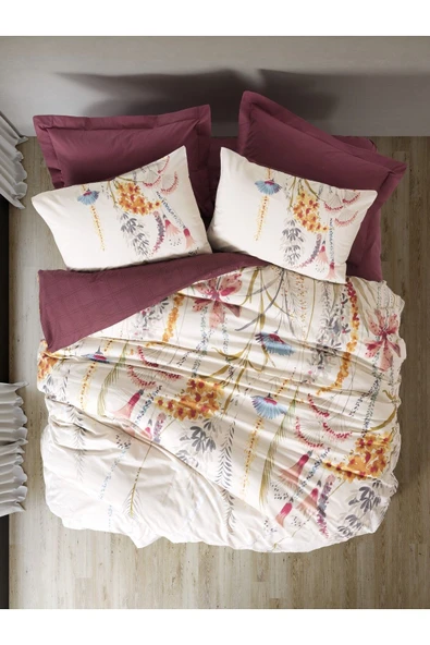 Cottonbox Çift Kişilik Nevresim Takımı Flos Bordo