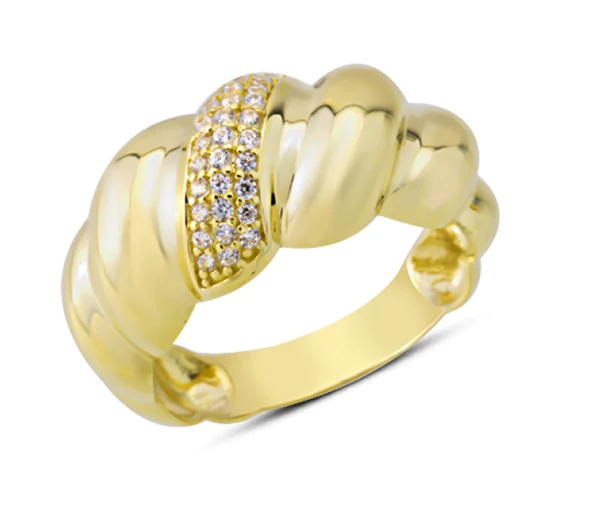 Harem Altın 14 Ayar Altın Orta Taşlı Sarmal Yüzük YZK365 ürün görseli 1