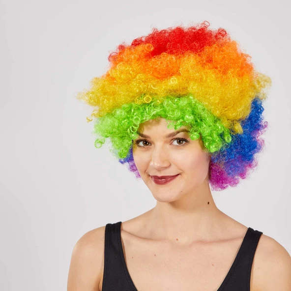 Rengarenk Kıvırcık Afro Bonus Peruk - 3