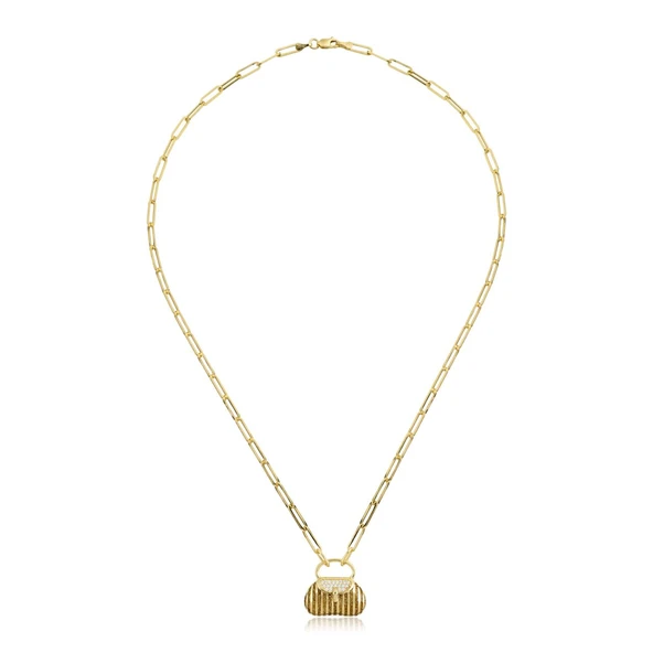 Çizgili Çanta Uçlu Kolye ZKU032