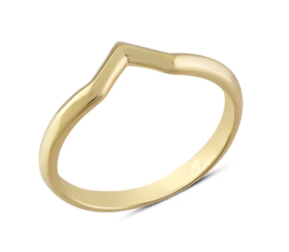 14 Ayar Altın Taşsız V Model Yüzük YZK302