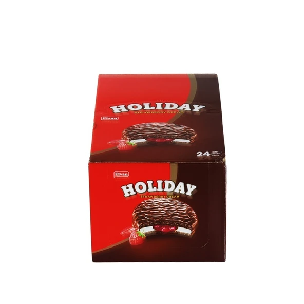 Elvan Holiday Çilekli Sandviç Bisküvi 30 Gr. 24 lü (1 Paket) - Resim 6