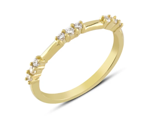 14 Ayar Altın Üç Pave Taşlı Yüzük YZK324 ürün görseli