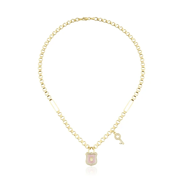 Taşlı Kilit Uçlu Kolye ZKU133 ürün görseli