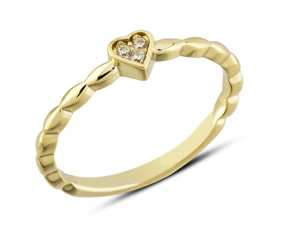 14 Ayar Altın Badem Model Kalp Yüzük YZK319 ürün görseli