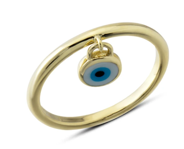 14 Ayar Altın Sallantılı Göz Boncuklu Yüzük YZK411 ürün görseli