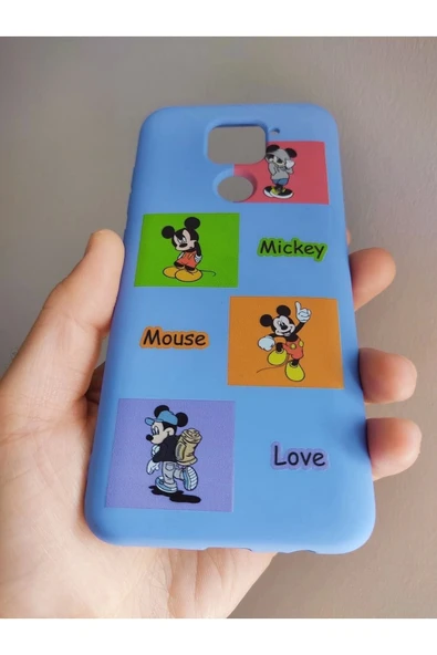 Xiaomi Redmi Note 9 Uyumlu Mickey Mouse Tasarım Telefon Boyun Askılı Set Kılıf - 4