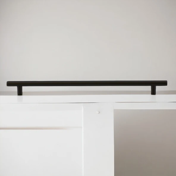 Çubuk 10 Adet Siyah Metal Kulp (256 mm-25.6 cm) Mobilya Mutfak Çekmece Dolabı Kulpu Kulbu Kulpları - 4