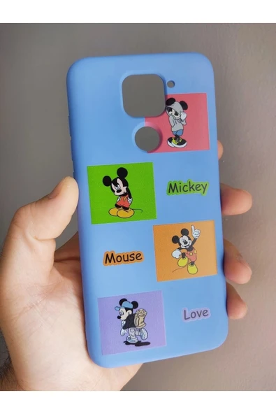 Xiaomi Redmi Note 9 Uyumlu Mickey Mouse Tasarım Telefon Boyun Askılı Set Kılıf - 2