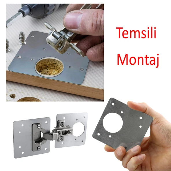 Mobilya Dolap Kapak Taş Menteşe Tamir Sacı Pratik Onarım Kiti Yuva Saçı Tablası 8x8.5 cm 8 Adet - Resim 2