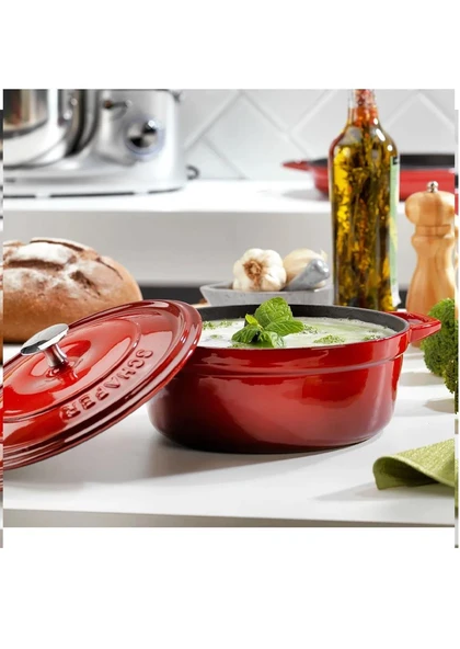 Schafer Guss Chef Döküm Derin Tencere 20Cm-2 Parça-Kırmızı ürün görseli