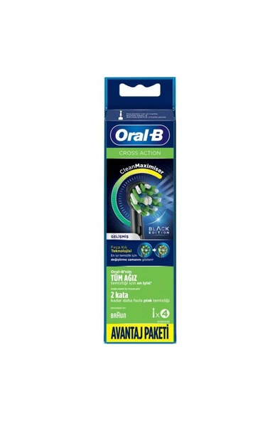 Oral-B Cross Action Clean Maximiser Siyah 4'lü Diş Fırçası Başlığı