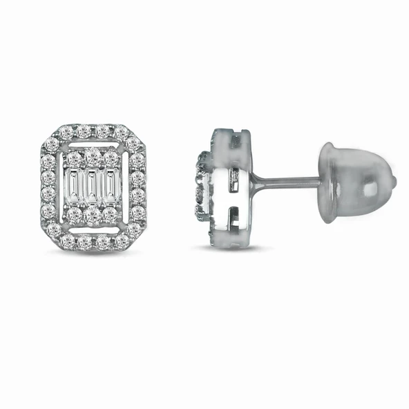 0.71 Karat F Renk Pırlanta Baget Küpe KPB14 ürün görseli