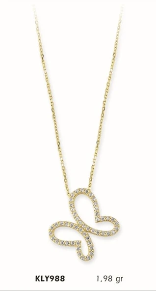 14 Ayar Altın Kelebek Kolye KLY988 ürün görseli