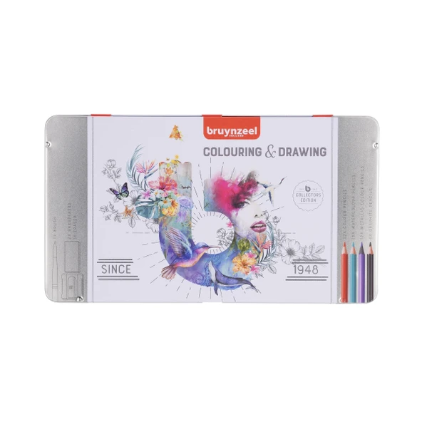 BRUYNZEEL 70'Lİ DRAWING KURU/SULU KALEM BOYA SETİ (METALİK. DERECELİ KARMA)