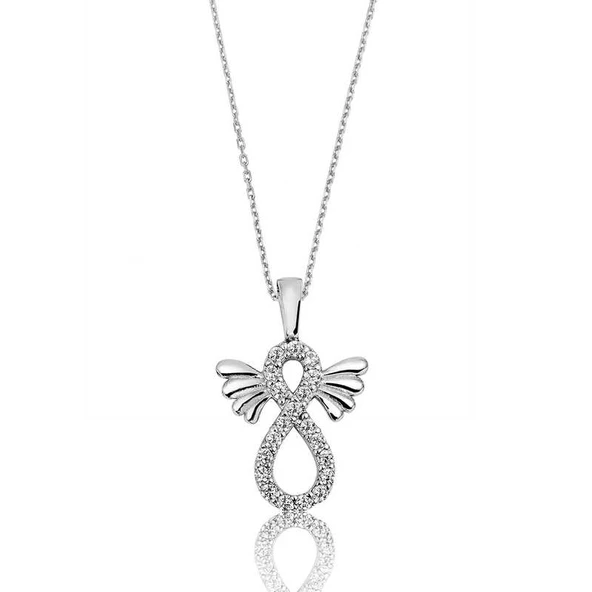 Gümüş Kanatlı Sonsuzluk Bayan Kolye ürün görseli