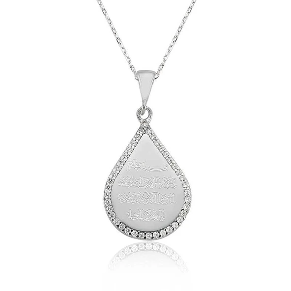 Gümüş Damla Nazar Duası Bayan Kolye ürün görseli