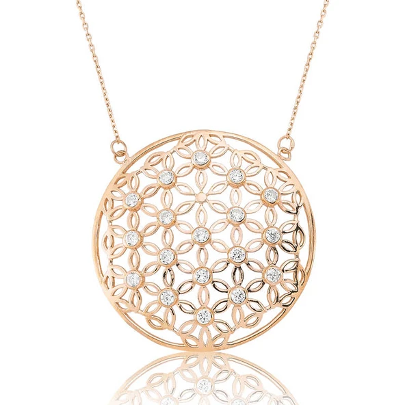 Gümüş Yaşam Çiçeği Bayan Kolye ürün görseli