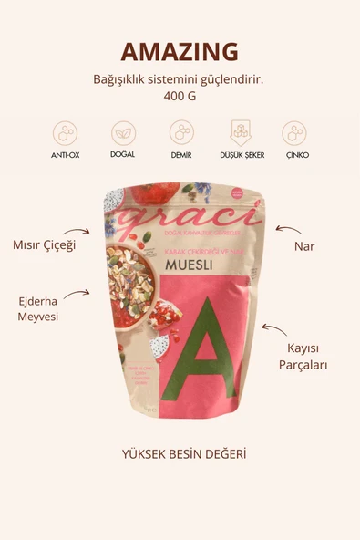Graci Kabak Çekirdeği ve Narlı Kahvaltılık Gevrek 400 gr x 2 Adet - 2