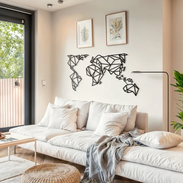Metal Dünya Haritası Ev Ofis Duvar Tablosu Büyük Boy m1 - 3