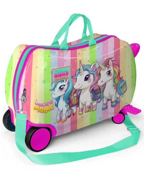Coral High Kids Renkli Unicorn Desenli Otur Çek Çocuk Valizi 16355 - 2