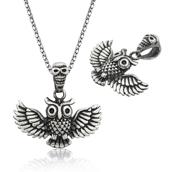 Gümüş Baykuş Erkek Kolye