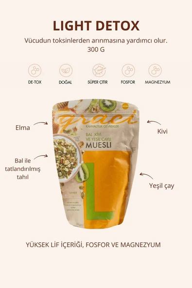 Graci Bal, Kivi ve Yeşil Çaylı Kahvaltılık Gevrek 300 gr x 2 Adet - 2