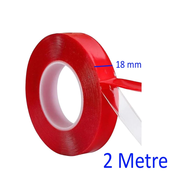 Çift Taraflı Silikon Bant Montaj Bandı Şeffaf 18 mm x 2 Metre Güçlü Çok Amaçlı Yapıştırıcı - 2