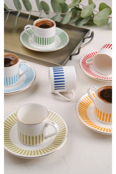 Porser Alya Mix Kahve Fincan Takımı 80cc 6 Kişilik 12 Parça - 2