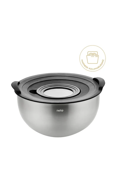 Nehir Silver Çelik 9 Parça Rendeli Karıştırma Kabı Takımı - 3