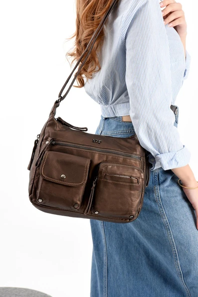 571 collections Suni Deri Omuz Çantası Bronz (Model: 571-13-10K) - Resim 2