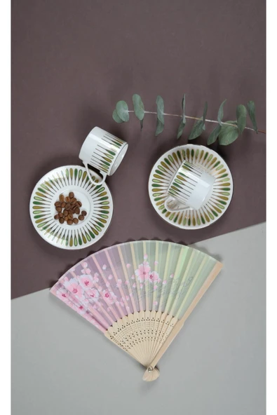 Porser Pera Yeşil Kahve Fincan Takımı 80cc 2 Kişilik 4 Parça - 2