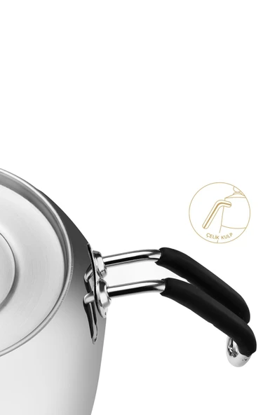 Nehir Modern Maxi Büyük Boy Paslanmaz Çelik 1.6-2.5 Lt. Çaydanlık Takımı - 5