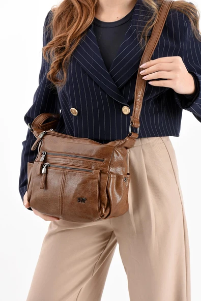 Suni Deri Omuz Çantası Taba (Model: 571-13-13H)