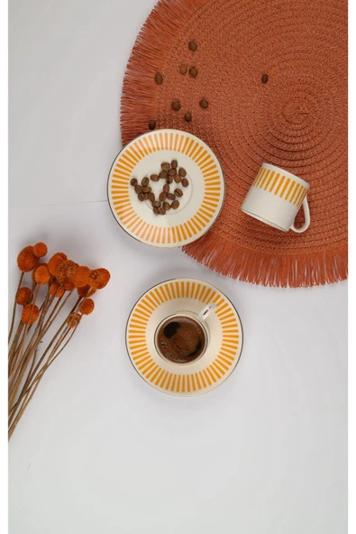 Porser Alya Turuncu Kahve Fincan Takımı 80cc 2 Kişilik 4 Parça - 5