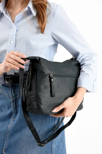 571 collections Suni Deri Omuz Çantası Mavi (Model: 571-13-10K) - Resim 3