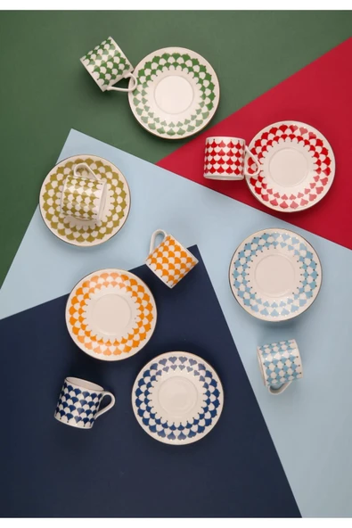 Porser Peyda Mix Kahve Fincan Takımı 80cc 6 Kişilik 12 Parça - 5