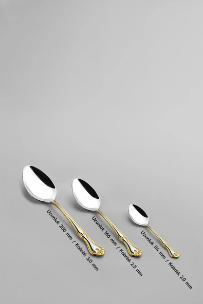 Nehir Lalezar Altın Sade 6 Kişilik 36 Parça Çatal Kaşık Bıçak Takımı - 5