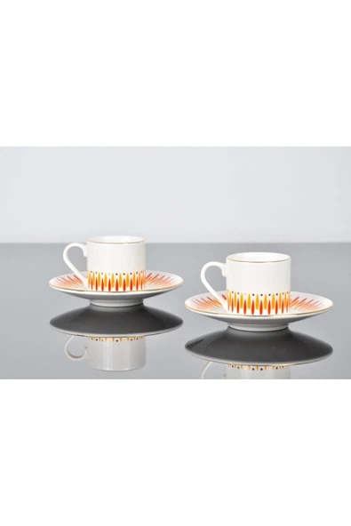 Porser Palm Turuncu Kahve Fincan Takımı 2 Kişilik 4 Parça - 3