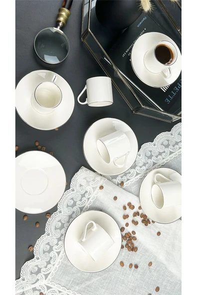 Porser Lumina 4 Parça Kahve Fincan Takımı Platin File - 3