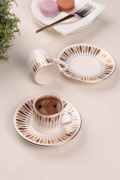 Porser Pera Kahverengi Kahve Fincan Takımı 2 Kişilik 4 Parça - 2